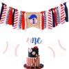 LaVenty Set of 2 Baseball First Birthday Party Banner Baseball High Chair Banner Baseball One Cake Topper for Boy Baby Shower Decoration Supplies