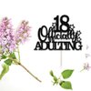 Officially Adulting 18 Cake Topper, Happy 18th Birthday Cake Decorations, 18th Cake Decor, Cheers to 18 Years Birthday Anniversary Party Supplies Black Glitter