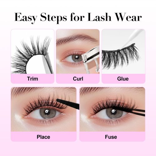 Lashes Natural Look False Eyelashes - Bepholan Fake Eyelashes 3D Super Fluffy False Lashes Clear Band Wispy Lashes 3-Pack Faux Mink Lashes(XMZ24)