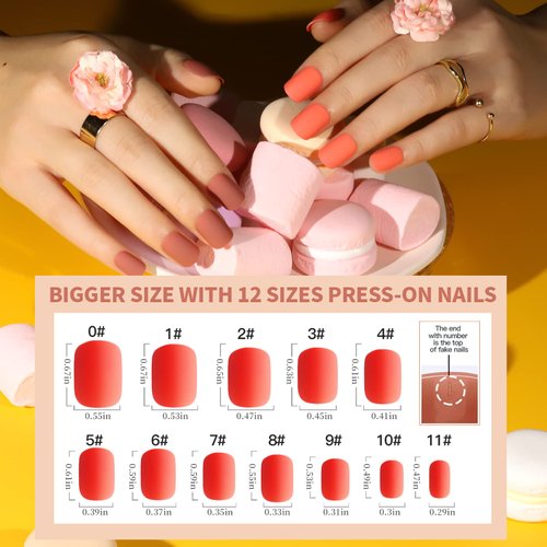 Teenitor Short Square Press On Nails, Matte Short Press On Fake Nails With Glue, 12 Colors Short Nails Press On Short Glue On Nails