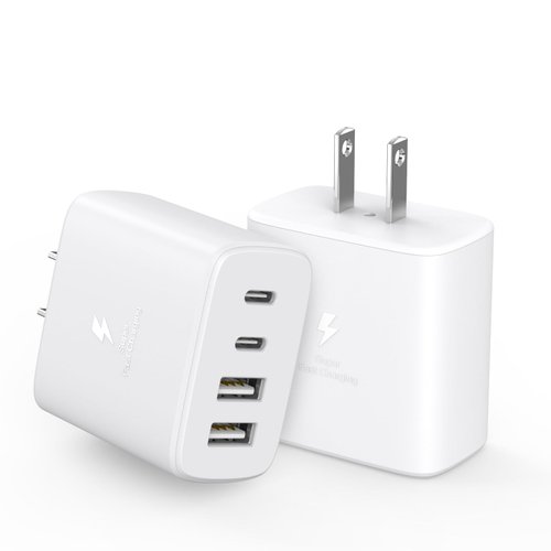 iPhone 16 Charger Cube Block,40W 2Pack 4Port PD USB C Charger Block Power Adapter+QC Wall Charger Plug Fast Charging Block Multiport Brick for iPhone 16 Pro Max/iPhone 15/14/13/12/iPad Pro/Air/Samsung