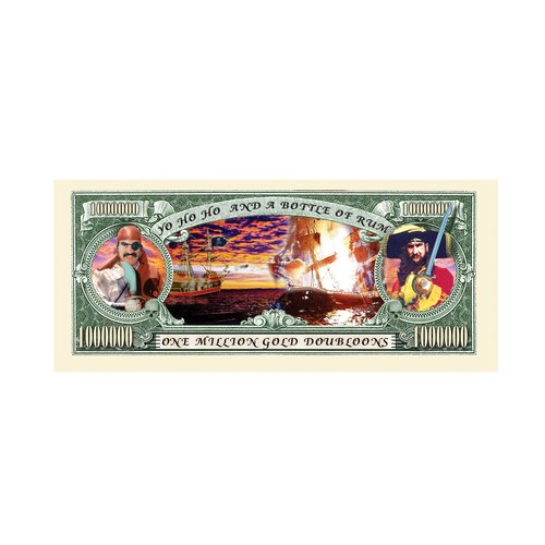 Pack of 100 - Pirate Doubloon Million Dollar Novelty Collectible Bills - Great To Use As Party Favors