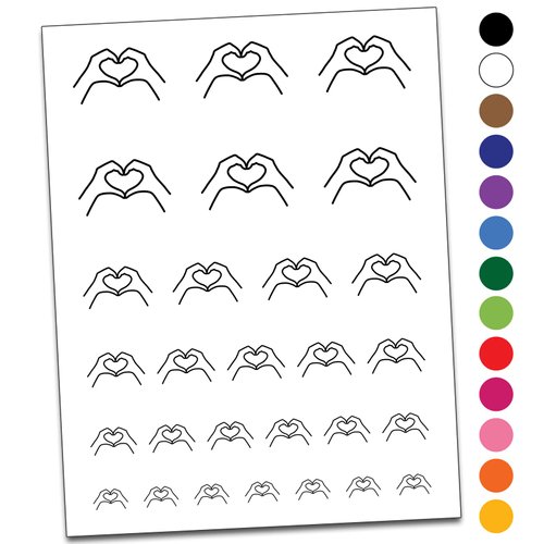 Hands Making Heart Temporary Tattoo Water Resistant Fake Body Art Set Collection - Light Green (One Sheet)