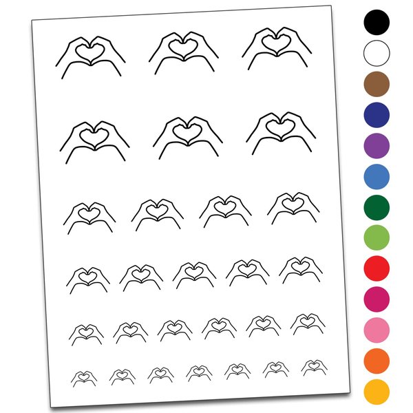 Hands Making Heart Temporary Tattoo Water Resistant Fake Body Art Set Collection - Light Green (One Sheet)