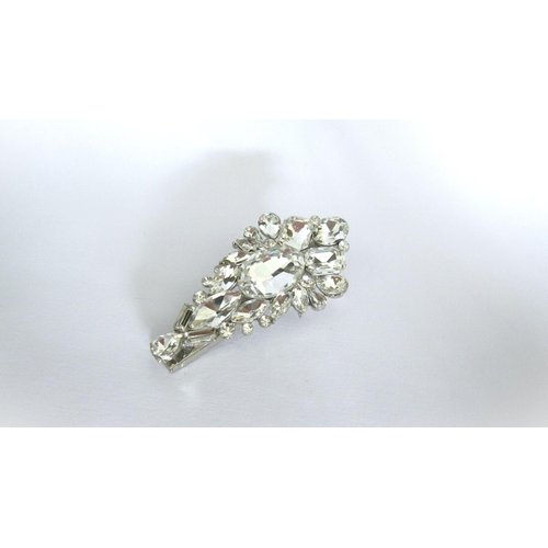 Generic Chuncky clear crystal silver metal hair pin alligator clip