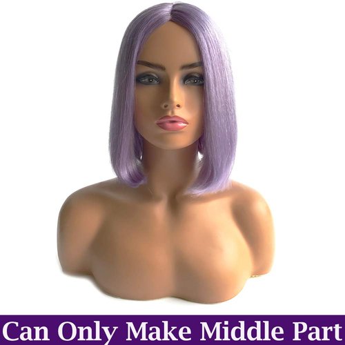 Bob Wigs Human Hair Wigs for Women Non Lace Frontal Bob Wigs Purple Brazilian Virgin Hair Bob Wigs Middle Part Natural Hair Wigs Straight Bob Wigs Machine Made Wigs(14 Inch,Lilac)180% Density