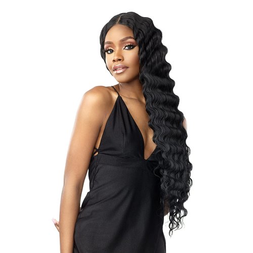 Sensationnel Vice lace front wigs - unit 6 5 inch deep part synthetic wig preplucked hairline - Vice unit 6 (1B OFFBLACK)