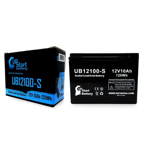 Replacement for Lashout 24 Volt 400 Watt Electric Scooter Battery - Replacement UB12100-S Universal Sealed Lead Acid Battery (12V, 10Ah, 10000mAh, F2 Terminal, AGM, SLA)