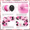Ouddy Party Pink Mouse Balloon Garland Arch Kit for Cartoon Mouse Theme Birthday Party Decorations Girl Kids, Pink Black Rose Red Bow Foil Balloons Banners for Mouse Baby Shower Party Supplies