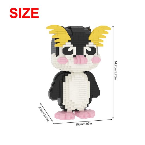Larcele Animal Series Micro Building Blocks Animal Set, DIY Mini 3D Building Toy Bricks Kit,1094 Pieces KLJM-07 (Rockhopper Penguin)