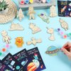 36Pcs Space Party Favors Space Cards with Art Supplies Outer Space Wood Painting Craft Kits for Astronaut Planet Thank You for Coming Gifts for Kids Boys Girls Solar System Birthday Gifts Bulk Decor