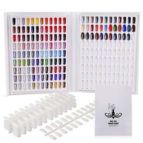 Noverlife Professional 216 Nail Colors Chart, White Nail Gel Polish Display Card Book, Nail Art S...