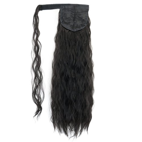 IMISSU Long Kinky Curly Wrap Around Ponytail Extension Synthetic Hair Extensions Clip in Hairpiece (Black)