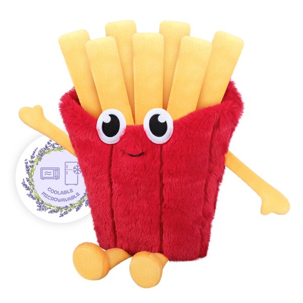 SuzziPals Heatable & Coolable French Fries Plush, Microwavable Heating Pad Stuffed Animal, Cute Plushies Heating Pads for Cramps & Pain, French Fries Plush Toys for Anxiety, French Fries Gifts