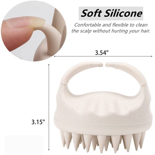 Hair Scalp Massager Shampoo Brush Hair Scrubber Scalp Shampoo Brushes Hair Washing Brush Silicone Scalp Exfoliator for Dandruff Removal- Beige