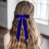2PCS Velvet Hair Bows Ribbon Hair Clips, Alligator Hair Pins, Ponytail Holder Accessories Sides Metal Hair Bow Barrettes Hair Accessories for Women Girls Kids (Blue)