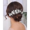 Rumtock Silver Flower with Crystal Hair Comb Long Side Headpiece for Wedding Brides Bridesmaid Women Girls Banquet Prom Handmade Jewelry