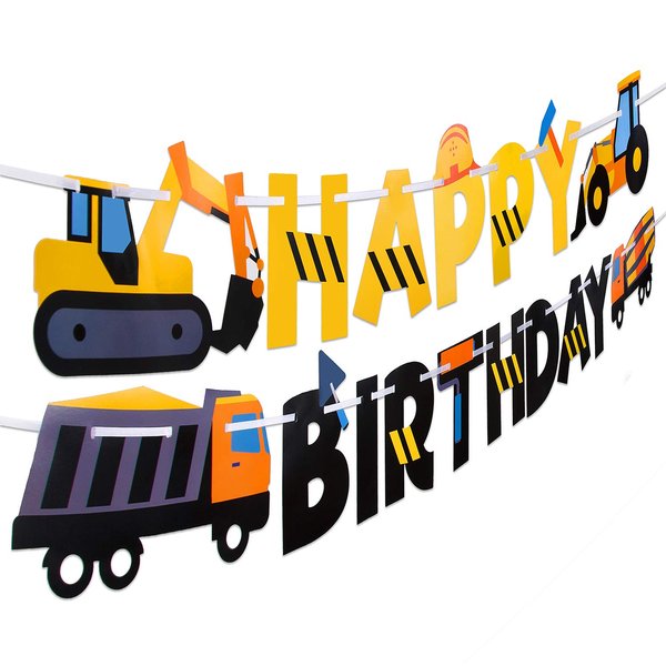 Construction Birthday Party Supplies Banner | Baby Boy Toddler Kids Birthday Truck Decorations - Huge 8-feet Long Under Construction Decor - The Perfect Decoration for your Party