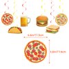 Fast Food Party Decorations French Fries Pizza Hamburger Fried Chicken Hot Dog Party Supplies Includes Birthday Banner Cake Cupcake Toppers Spirals Balloons for Fast Food Birthday Decorations