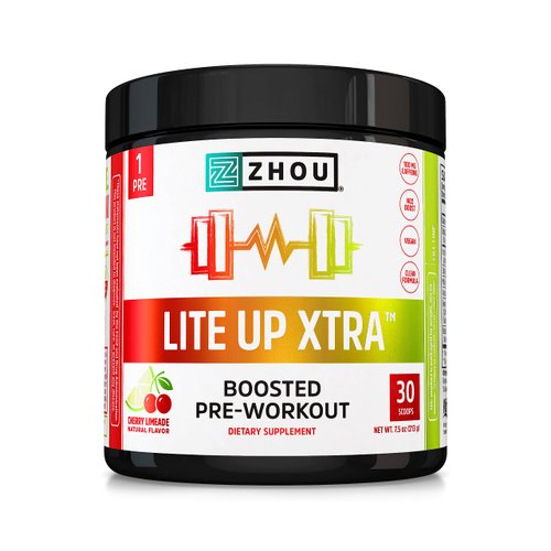 Zhou Nutrition Lite Up Xtra, Vegan Pre Workout Powder with Caffeine, Clean Energy Sourced from Gr...