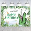 Hilioens 7×5ft Crocodile Birthday Backdrop Cartoon Crocodile Kids Boys Birthday Party Decorations Green Leaf Oh Snap Background Banner Supplies