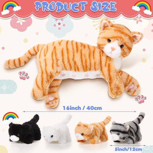 Skylety Nurturing Cat Stuffed Animal with Plush Kittens, Valentine Cat Baby Stuffed for Girls and Boys Plushy Kitty Mommy Cat with 4 Baby Cats for Birthday Party Favors Gifts(Cute Style)