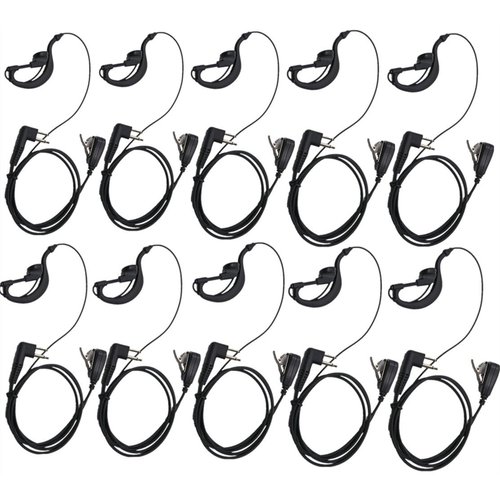 Lsgoodcare 2-Pin Advanced G Shape Police Earpiece Headset PTT with Mic Compatible with Motorola 2 Way Radio CP040 CP200 XTNi DTR VL50 Walkie Talkie Earphone -Pack of 10