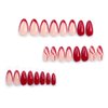 ANDGING French Tip Press on Nails Red Short Almond Fake Nails with Glue Acrylic Curved Glue on Nails with Designs Gel Classy Manicure False Nail for Women Girls Stick ons Nails for Wedding Birthday