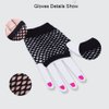 PENTA ANGEL 2 Pairs Black Nylon Fingerless Fishnet Gloves Wrist Stretch Mesh Gloves for 80's Theme Party Women Costume Accessories(Short-Black)