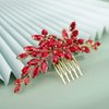 BERYUAN Wedding Hair Comb, Metal Women Girls Bridal Red Crystal Rhinestone Teardrop Headpiece Hair Accessories for Brides Bridesmaid