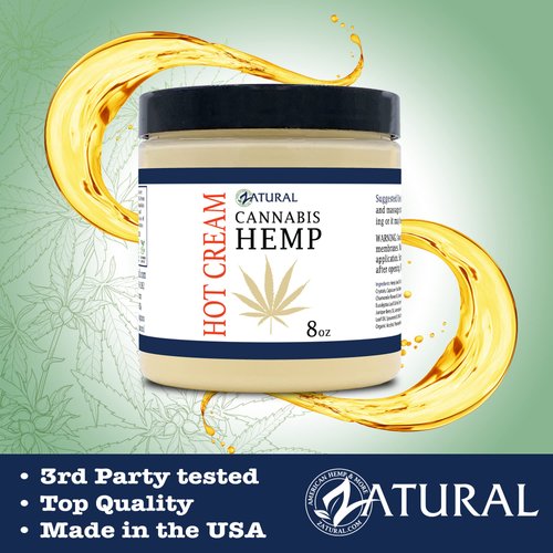 Zatural Hemp Hot Cream Massage Joints and Muscles and Body Wraps Essential Oil Blend, Aloe, Hemp, and More (8oz jar)