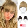 YaFex Clip In Bangs - 100% Real Human bangs hair clip, Ash Blonde Fake Bangs Hair Extensions French Clip on Air Bangs for Women Fringe with Temples Hairpieces Curved Bangs for Daily Wear