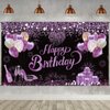 WVMNQO 6 * 3.6ft Happy Birthday Banner, Purple Birthday Gifts for Women and Girls, Reusable Birthday Decorations, Durable Party Decorations Backdrop, Perfect Party Supplies Photography Background