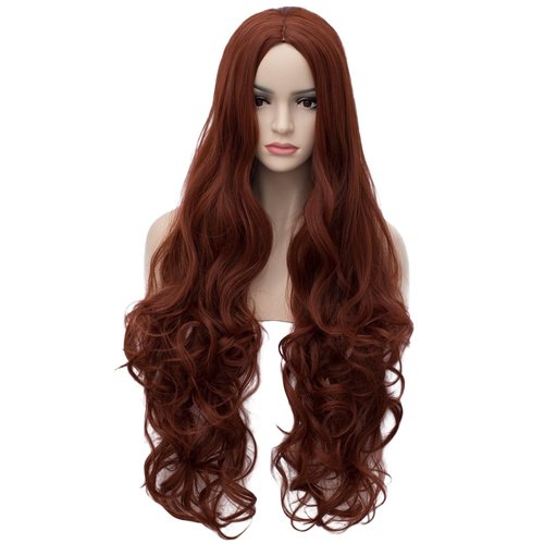 Aosler Women's Auburn Long Wig,32 Inches Wavy Curly Synthetic Hair Wigs - Heat Friendly Cosplay Party Costume Wigs for Halloween