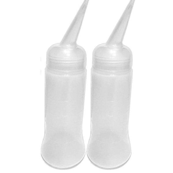 EZPRO USA Squeeze Bottle 8 to 10 oz, 8 ounce Applicator on Hair, Oil Ink Tattoo Squeeze Bottle with Angled Tip, Clear, Pack of 3