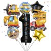 Construction 1st Birthday Party Decorations, 9pcs Construction Birthday Number Foil Balloon for Construction Trucks 1st Birthday Construction Theme Party Supplies (1st)