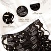 Hetto Curly Clip in Extensions Real Human Hair #2 Darkest Brown Natural Wavy Clip in Hair Extensions Human Hair Curly Clip on Human Hair Pieces 16 Inch 7Pcs 120g