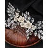 Rumtock White Flower Hair Comb for Wedding Brides Women Hair Piece Jewelry Handmade Boho Hair Accessories (Silver)