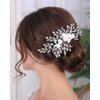 Rumtock White Flower Hair Comb with Rhinestones Hair Piece Wedding Bridal Handmade Hair Jewelry