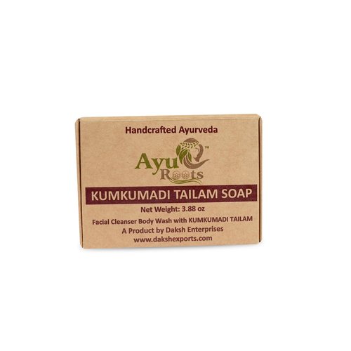AyuRoots Kumkumadi Tailam Ayurvedic Handmade Saffron Oil, Soap Bar, Dry Skin, Oily Skin, Face, Body, Skin - 3.88 Oz
