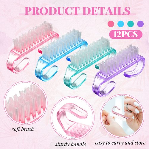 Patelai 24 Pcs Handle Grip Nail Brush Colorful Nail Scrubber Cleaner Fingernail Brushes Hand Toes Scrub Cleaning Brushes Pedicure Scrubbing Tool for Men and Women, Multicolor Brush