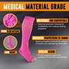 Doc Miller Open Toe Compression Socks, 20-30 mmHg, Toeless, Support Circulation, Shin Splints, Calf Recovery, Post Op, Knee High, Medical Grade, Pink Socks, Small Size for Men & Women, Pair