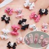 40Pcs Ribbon Resin Bow Nail Charm Mixed Style bow Rhinestone Jewelry Parts 3D Rhinestone Nail Art Decoration Accessories Supplies for DIY Manicure Design Heart Nail Accessory Decor