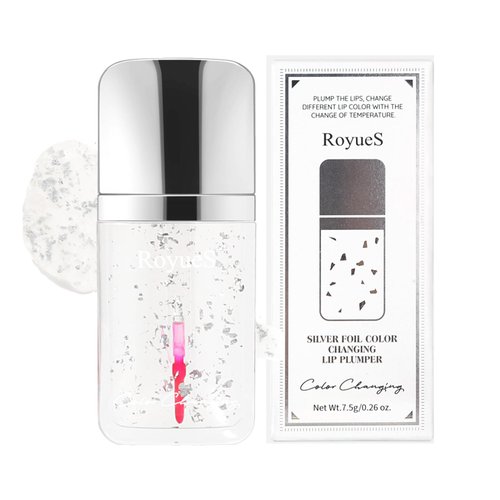 Color Changing Lip Gloss, pH Color Changing Lipstick Silver Foil Lip Oil Plumper Lipstick Moisturizing Lip Balm for Dry Lips, Hydrate & Plump Temperature Color Change Lip Gloss Vegan Lip Balm (01#)