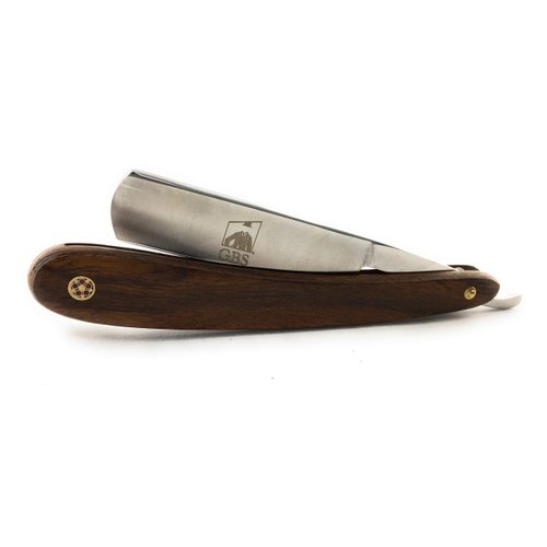 G.B.S Natural Wood Finish Scales 5/8in Straight Razor, Shaving Razor with Dark Wooden Handle and Stainless Steel Perfect for Beard Shaping