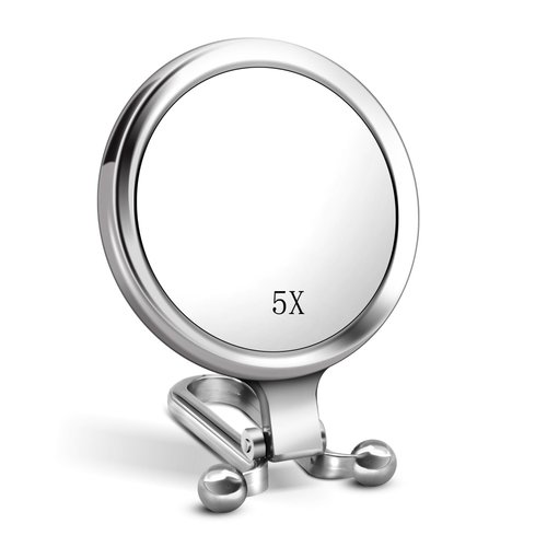 Stianiiie 1X 5X Handheld Mirror with Handle for Travel, Magnifying Mirror, Magnification,Rotation Adjustable Handle,Double Sided Folding,Mirror for Women for Eyes Makeup Travel Mirror,Portable Mirror
