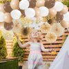 Brown Beige Birthday Party Decorations Paper Fans Cream Brown Birthday Decorations White Brown and Beige Balloon Garland Kit Boho Birthday Party Decorations for Women Girls with Birthday Cake Topper
