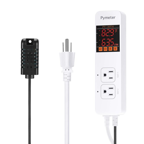 Pymeter Humidistat Temperature Humidity Controller Reptile Mushroom Greenhouse Thermostat Dual Controlled Outlets Heater Fridge Humidifier Dehumidifier