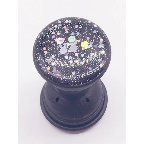 Winzizo Expanding Phone Socket, Mount Holder Glitter Sparkle Bling for Cellphone Collapsible Stand Cell Phone Finger Foldable Holder Grip for Smartphones and Tablets (Black)