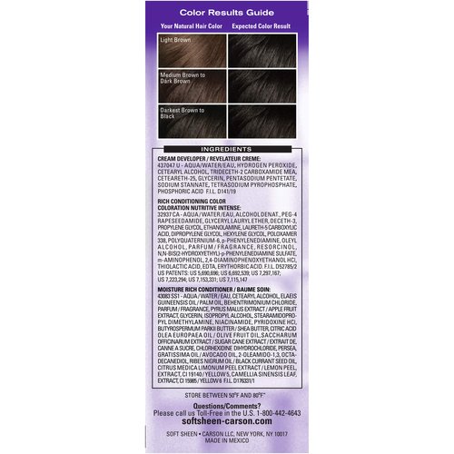 SoftSheen-Carson Dark and Lovely Fade Resist Rich Conditioning Hair Color, Permanent Hair Color, Up To 100 percent Gray Coverage, Brilliant Shine with Argan Oil and Vitamin E, Jet Black, 2 Count